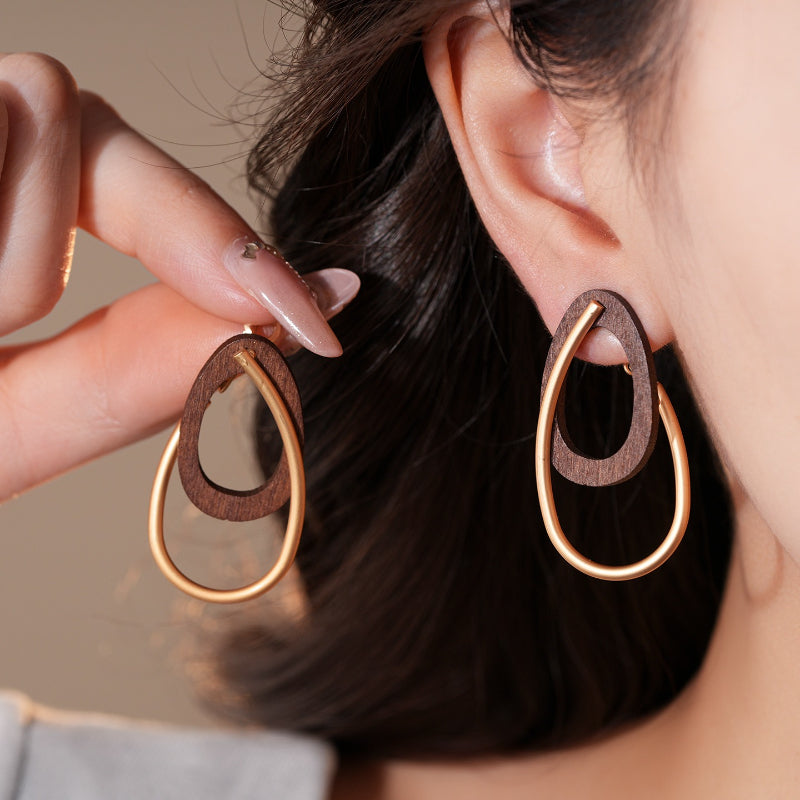 Pair of Vintage Minimalist Ethnic Style Detachable Wooden Drop Earrings, Earrings for Women, Earrings For Women High Quality, Earrings For Women Elegant