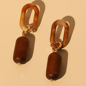 [1 Pair Bohemian Tassel Earrings] 1 Pair Bohemian Geometric Acrylic Wooden Tassel Earrings - Stainless Steel Post, Resin Inlay, Boho Style, Daily Charm & Beach Vacation Accessory