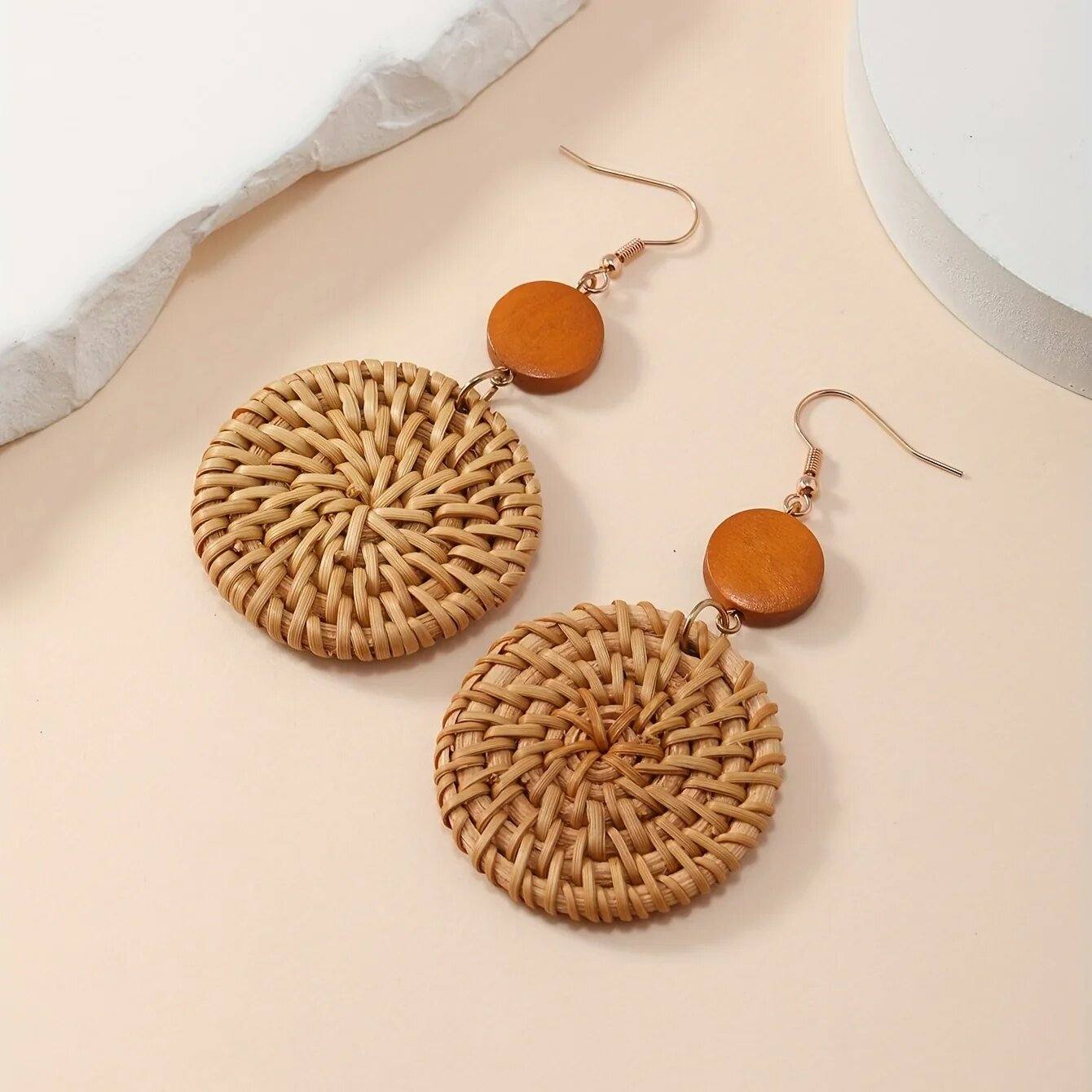 Argola Boho Bambu Trançado