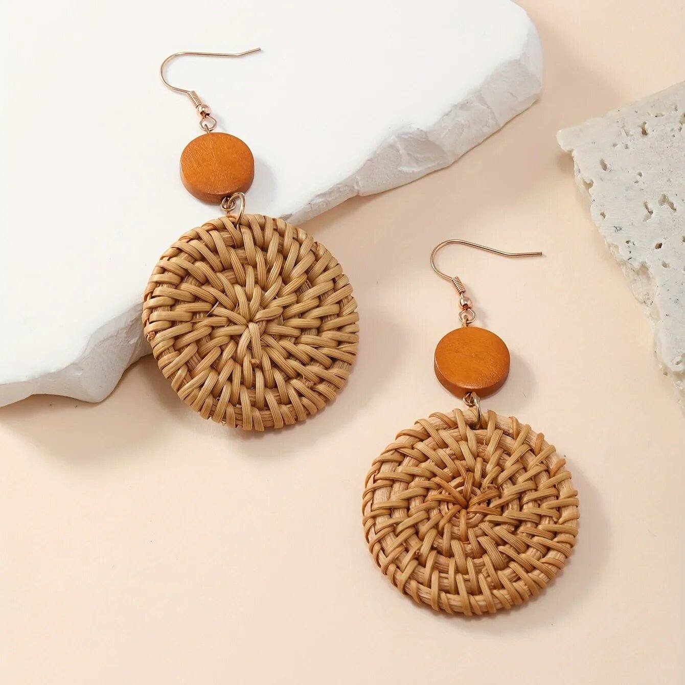 Argola Boho Bambu Trançado