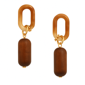 [1 Pair Bohemian Tassel Earrings] 1 Pair Bohemian Geometric Acrylic Wooden Tassel Earrings - Stainless Steel Post, Resin Inlay, Boho Style, Daily Charm & Beach Vacation Accessory