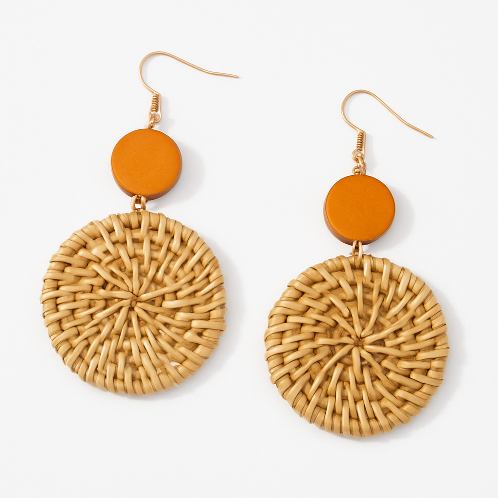 Argola Boho Bambu Trançado