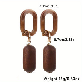 [1 Pair Bohemian Tassel Earrings] 1 Pair Bohemian Geometric Acrylic Wooden Tassel Earrings - Stainless Steel Post, Resin Inlay, Boho Style, Daily Charm & Beach Vacation Accessory