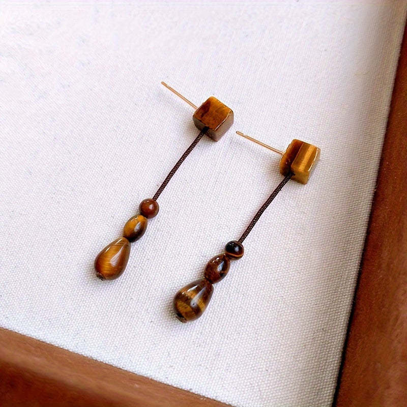 Pair of Women's Dangle Earrings, Vintage Square Drop Earrings, Suitable for Daily and Party Wear