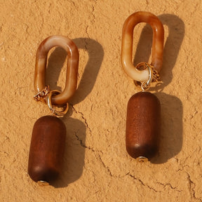 [1 Pair Bohemian Tassel Earrings] 1 Pair Bohemian Geometric Acrylic Wooden Tassel Earrings - Stainless Steel Post, Resin Inlay, Boho Style, Daily Charm & Beach Vacation Accessory